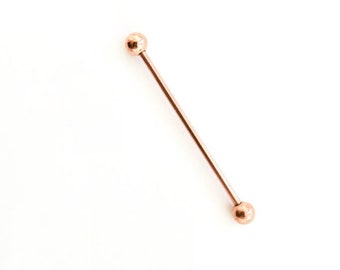 16g Gold Industrial Barbell Piercing-Industrial Barbell Earring 38mm-16 gauge Industrial Barbell 316L Surgical Steel Scaffold Earring