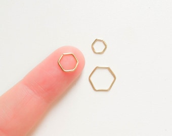 Mother Day - Hexagon Helix Earring - Gold Helix  - Helix Piercing Hoop