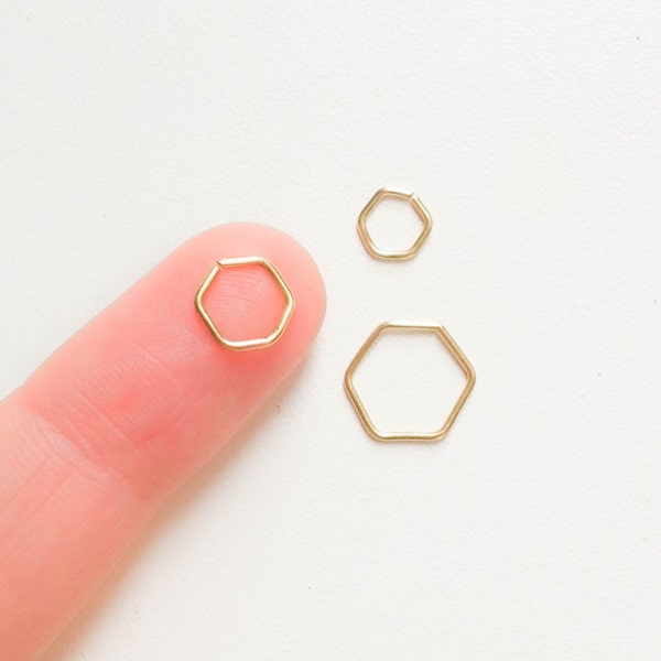 Hexagon Helix Earring - Gold Helix  - Helix Piercing Hoop
