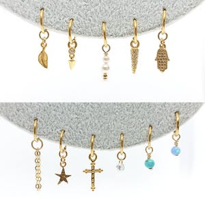 Charms for Earrings - Charms for Piercings - Charms for Hoops - 14k Gold Filled or Sterling Silver - Stacked Hoops Dangle Earrings