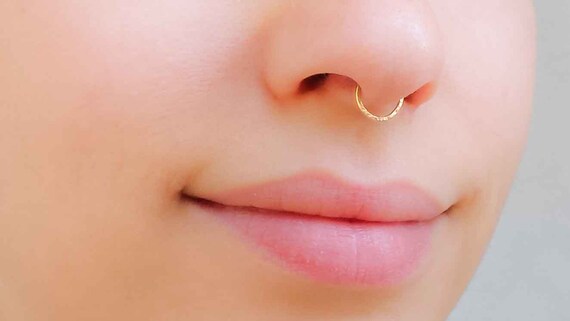 Kerstuitverkoop nep septum, faux septum ring, zilveren septum geen piercing,  gouden septum, rose gouden neusring, nep gouden septum - Etsy Nederland