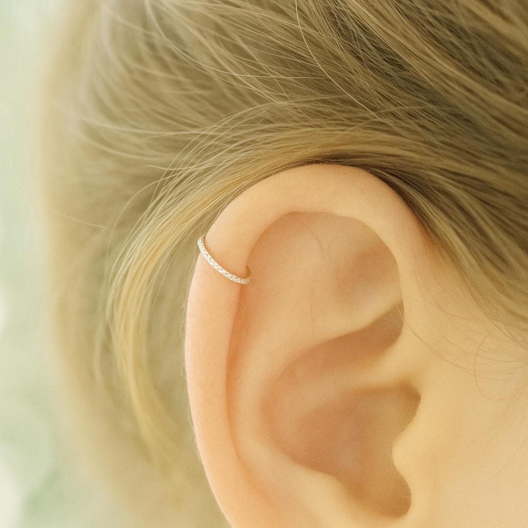 Helix Earring Cartilage Piercing 22g-diamond Cut Helix Hoop-silver