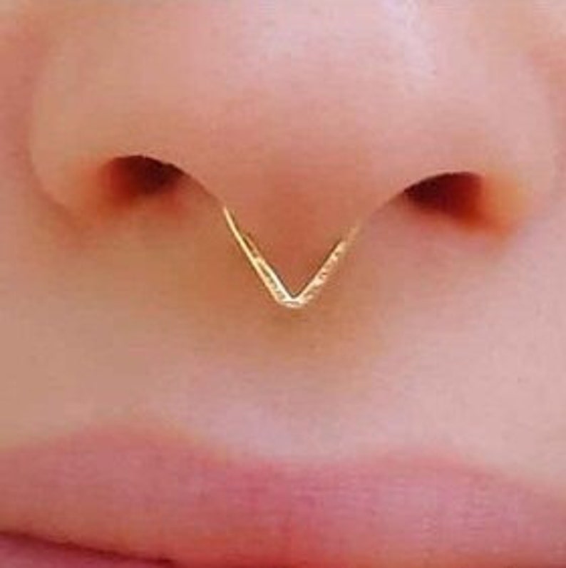 Triangle Septum nose ring, Septum Ring Gold, Gold septum, Septum, chevron septum, Septum Piercing, Septum Nose Ring, Gold Septum image 2