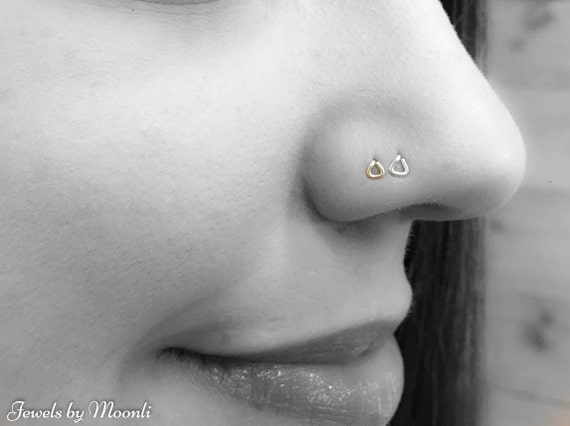 Tiny Triangle Nose Stud Gold or Silver Minimalist Nose Stud | Etsy