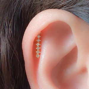 CZ Pave Bar Helix-nageloorbel, Helix Stud-helixoorbellen, kleine staafkraakbeenoorbel, mini-helixoorbel, helix-kraakbeenpiercing-oorbel
