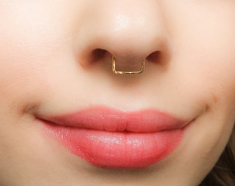 Mother Day - Square Septum Ring, Septum, Square Septum, Septum Jewelry, Gold Septum, Septum Ring Gold, , body jewelry