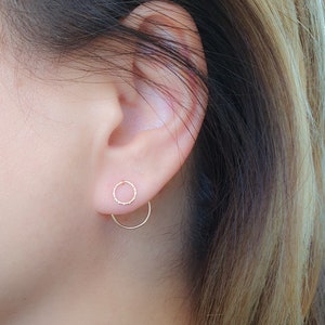 Circle Ear Jackets, Gold Ear Jacket, Double Earrings, Ear Jacket Earrings, Circle Geometric Earrings, Modern Jewelry, Front Back Earrings image 5