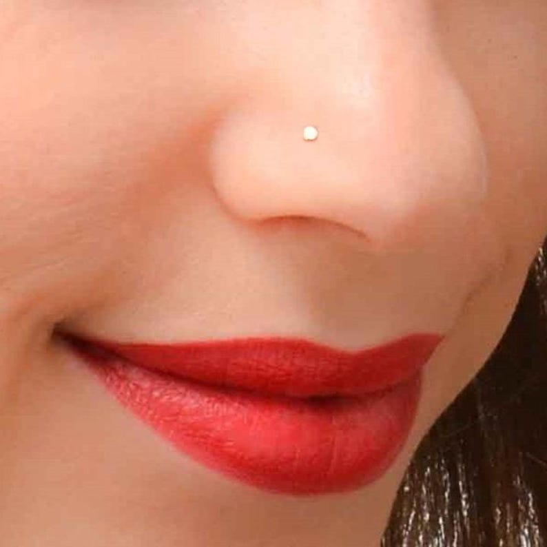 Tiny Nose Stud, Gold Nose Stud, Nose Stud, Tiny Nose Piercing, Simple Nose Stud, Dainty Nose Stud image 7