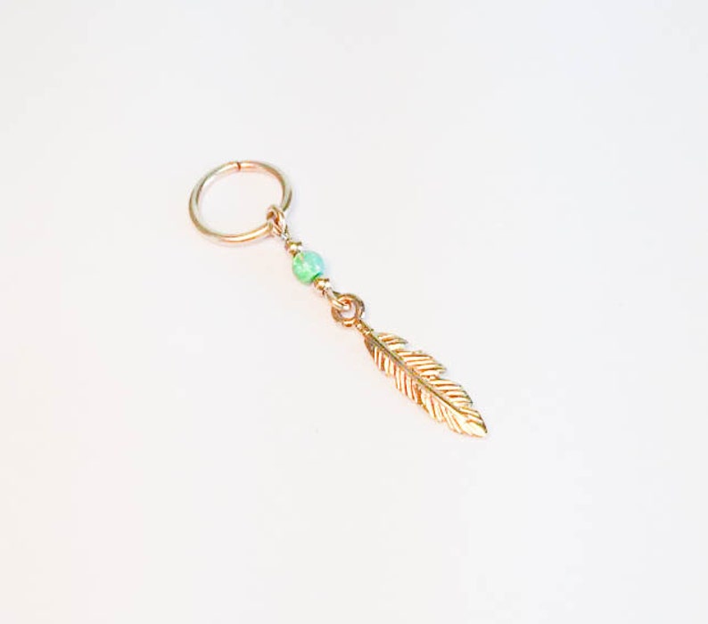 Feather Belly Ring Feather Navel Ring Feather Belly Jewelry-Belly Ring 16 gauge-Feather Belly Piercing-Feather Belly Hoop-Navel Ring image 4