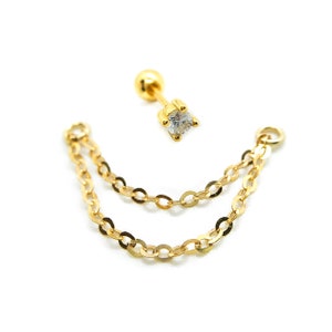 Earring Chain-  Helix Stud Earrings Chain Charm- Gold Helix Piercing Chain- Cartilage Dangle Earrings- Gold Earring Chain- Cartilage Earring