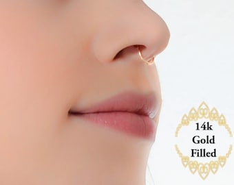 Mother Day - Faux Septum Ring, Gold septum, gold nose ring, fake nose ring, thin delicate septum, septum piercing, fake nose hoop