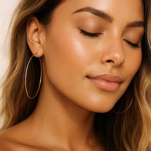 Simple Classic Hoop Earrings- Skinny Hoops- Large Medium Small Hoop Earrings Gold, Rose Gold, Silver Handmade Thin Earrings
