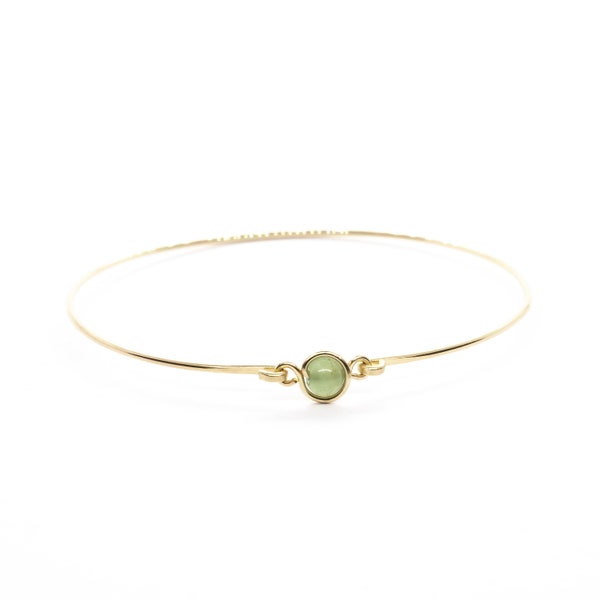 Mother Day - Minimalist Dainty Jade Bracelet - Thin Gold Silver Bracelet - Green Stone Bracelet - Stacking Bracelet - Wire Bracelet