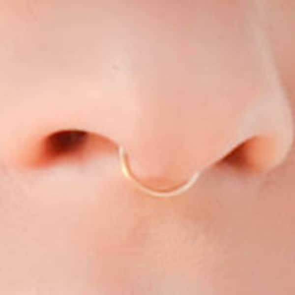 Mother Day - 22g Septum Ring, Gold Septum, Super thin Nose Ring, Gold Septum Ring, Thin septum, Septum Piercing, Delicate septum