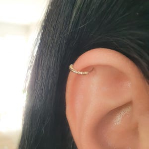 Wrapped Helix Earring Piercing Mixed Metal - Cartilage Ring Gold Silver - Ear Piercing Helix Hoop Cartilage - Nose Twisted Ring - Daith Hoop
