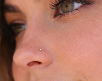 Piercing de nariz de bolita diminuta - Piercing de nariz de bolita dorada de 1 mm - Piercing de nariz en forma de L de 22 g