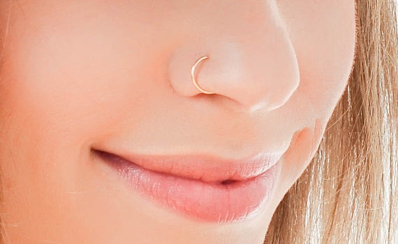 Gold Fake Nose Ring Piercing - Faux Nose Piercing