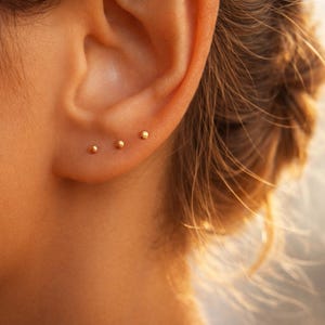 Tiny Rose Gold Stud Earrings, Flat Dot Mix and Match, Gold Filled, Sterling or Black Silver