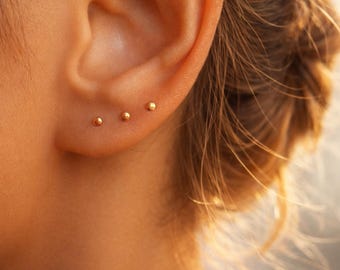 Tiny Rose Gold Earrings- Earrings Set- Stud Set Small Earrings- Rose Gold Earrings Studs 2 mm 3 mm 4 mm- Mix and Match Earrings Handmade