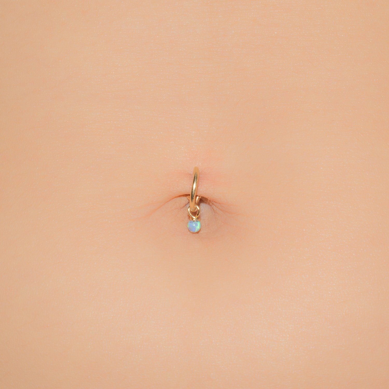 Dainty Belly Button Ring 20 Gauge White Opal - 14k Gold Filled Belly Hoop  Piercing - Belly Jewelry For Women Men - Handmade Body Jewelry