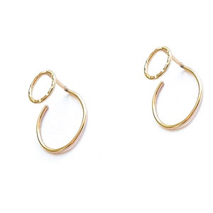 Circle Ear Jackets, Gold Ear Jacket, Double Earrings, Ear Jacket Earrings, Circle Geometric Earrings, Modern Jewelry, Front Back Earrings image 7
