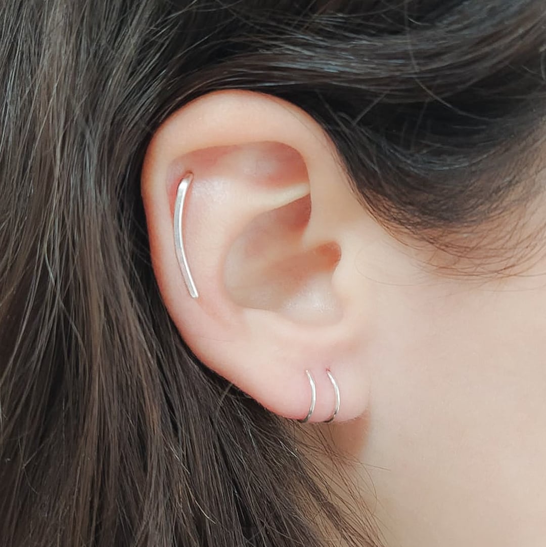 Orecchino A Clip Per Cartilagine In Argento 925 – Cerchio Minimalista Non Forato, Regolabile, Unisex, Placcato Oro/bianco - 2