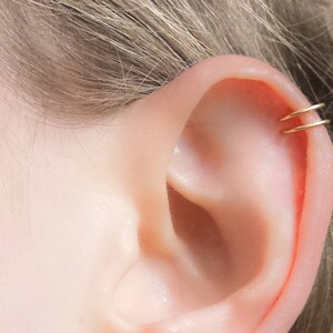 Gold Ear Cuff, Double Ear Cuff, Fake Helix Earring, Ear Wrap, Helix Cuff, Cartilage Cuff, Cartilage Earring, Tiny Ear Cuff