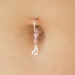 Clip on Belly Ring Non Pierced - Fake Navel Piercing - Fake Belly Ring Silver Heart - Fake Belly Ring Rose Quartz