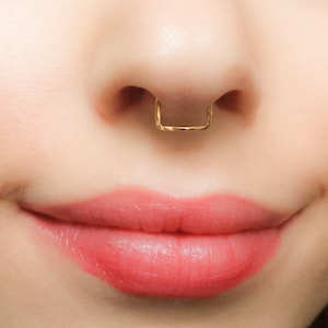Faux Septum Ring, Square Fake Septum, Faux Septum Gold, Fake Septum Ring, Non Pierced Septum, Fake Nose Piercing