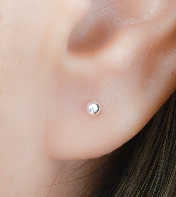 Tiny silver ball stud earrings deals