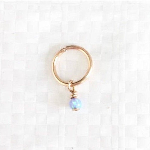 Tiny Opal Belly Ring - Rose Gold Belly Ring - Tiny Hoop Belly Ring - Opal Belly Hoop - Rose Gold Belly Piercing - Rose Gold Navel Ring