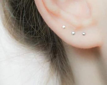 Tiny Earrings Studs, Silver Earrings Set, Small Stud Set Earrings, Rose Gold Earrings Studs 4mm
