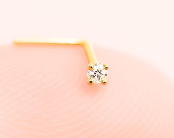 Borchia Da Naso Con Diamante Nero - Piercing In Oro 18 Carati - Foto 2