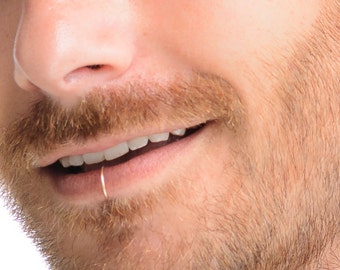Piercing falso para labios, aro labial falso, aro labial dorado, joyería gótica para hombre, piercing labial falso, delicado aro labial, joyería labial dorada, pequeño aro labial
