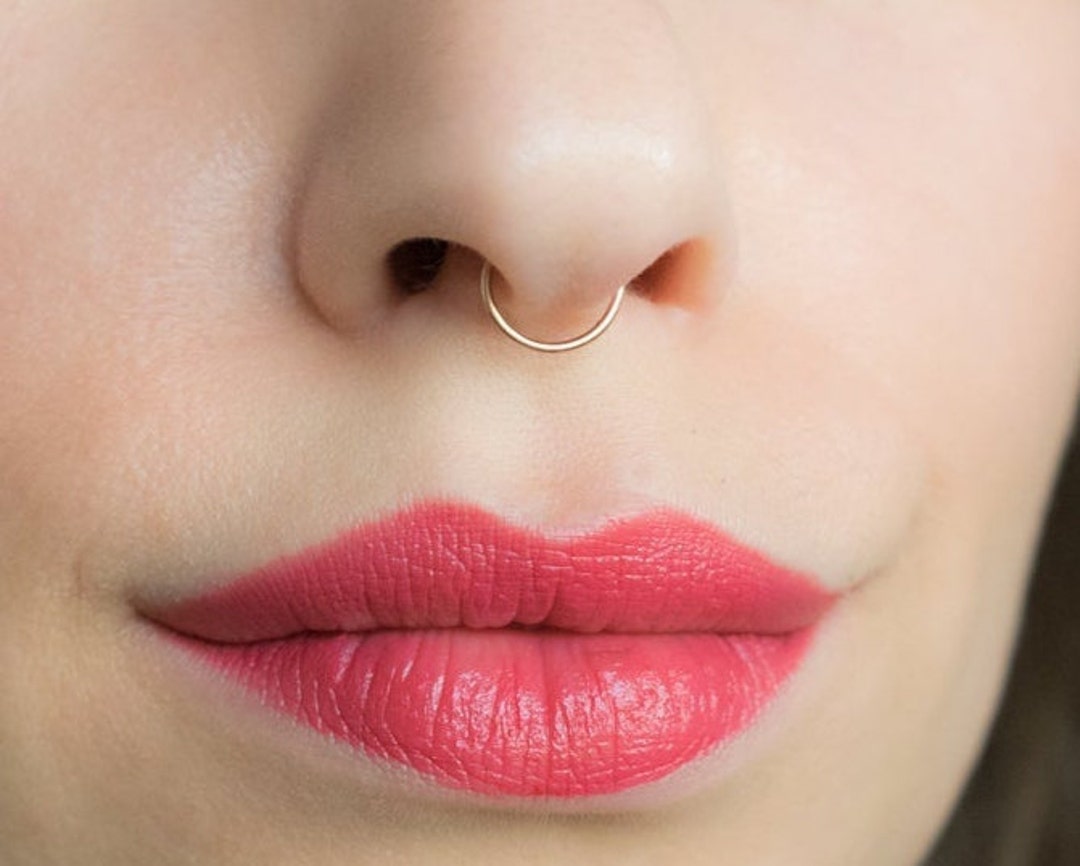 Septum Ring 14g Gold 14g Septum Hoop 14 Gauge Nose Ring 14g Hoop 14g