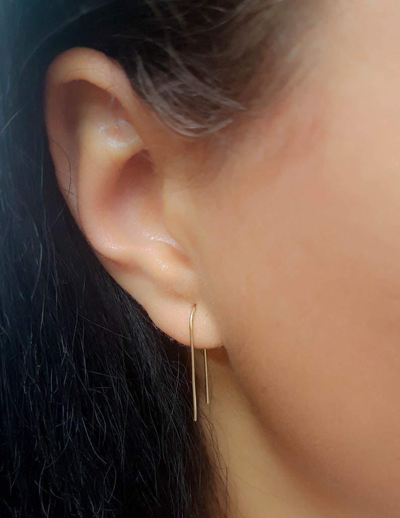 Arc Earring U Shaped Open Hoop Thread Earrings Threader Etsy