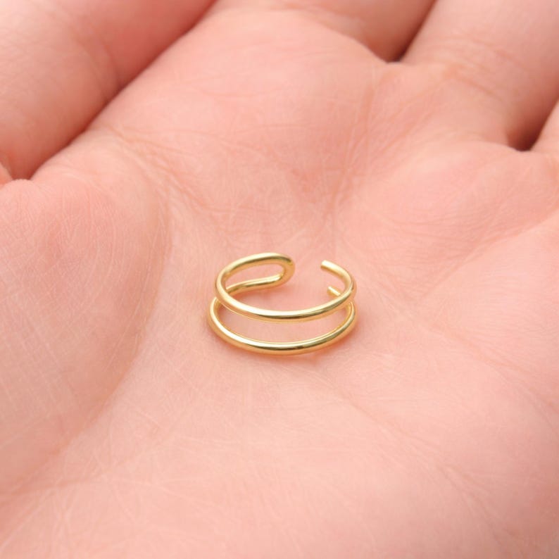 Gefälschte Lippen Ring - Doppel Band Lip Cuff Clip Auf - Fake Lip Piercing nicht durchbohrten Schmuck Bild 6