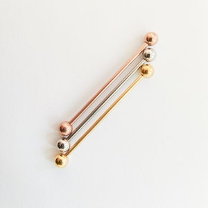 Industrial Piercing Silver - Surgical Steel 14g Industrial Barbell 38mm- Silver Scaffold Earring - Scaffold Earring