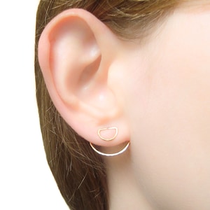 Ear Jacket, Ear Jackets, Ear Cuff Jacket, Ear Pins, Ear Jacket Earring, Floating Earrings, Gold Earrings,Ear Jacket Gold,Front Back Earrings image 2