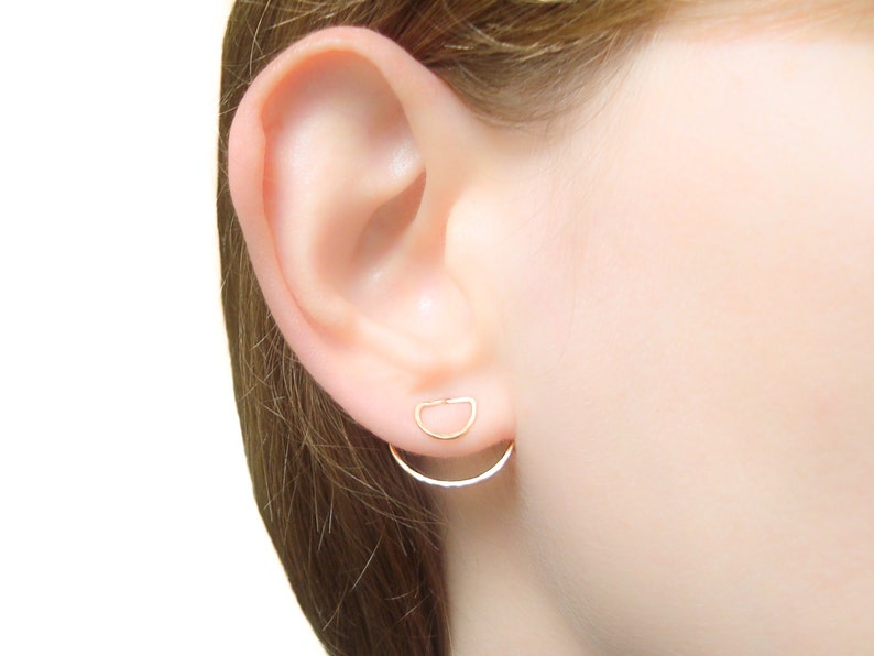 Ear Jacket, Ear Jackets, Ear Cuff Jacket, Ear Pins, Ear Jacket Earring, Floating Earrings, Gold Earrings,Ear Jacket Gold,Front Back Earrings image 2