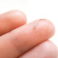Tiny Diamond Nose Stud Silver - Teeny Tiny Silver CZ Diamond Nose Stud - L Shape Nose Stud 22g
