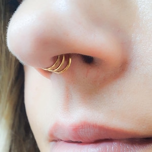 Nose Cuff, Septum Earring, Fake Nose Septum, Faux Septum, Triple Septum Earring, Septum Cuff in Gold Silver Rose