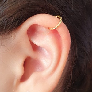Anneau clicker sans couture en métal torsadé doré, anneau de piercing corde classique, cerceau 16G pour nez de cartilage de conque septum daith