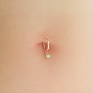 Simple Opal Belly Hoop Ring-Tiny Belly Piercing-Belly Hoop-Simple Belly Jewelry-Dainty Belly Ring-Tiny Navel Ring