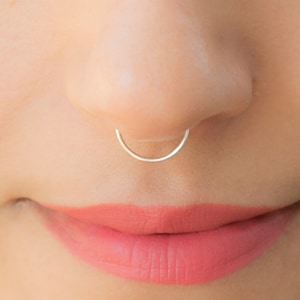 Silver Septum Ring Real Septum Jewelry Sterling Silver Hoop Piercing Thin Slim Nose Ring 20 Gauge Nose Ring 6 mm 7 mm 8 mm 9 mm 10 mm image 1