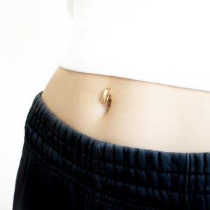 Belly Ring Oval Clicker - 14 Gauge Belly Ring Tiny Diamonds - Stainless