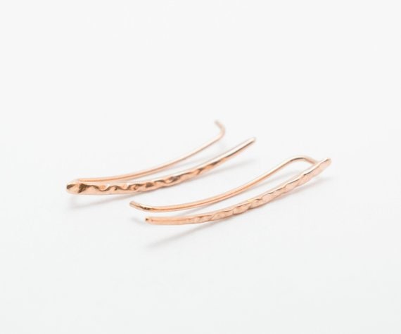 Genbz Stylish Ear Climbers Handcrafted Hammered Ear Climber Earrings Minimalist Ear Crawler Sterling Silver Ear Crawler Earrings