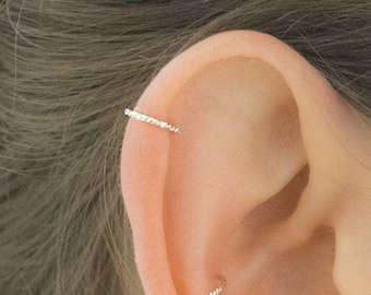 16g Helix Earring Cartilage Piercing - 16g Helix Hoop - Silver Diamond Cut Helix Hoop Earring - 16 gauge Helix Jewelry