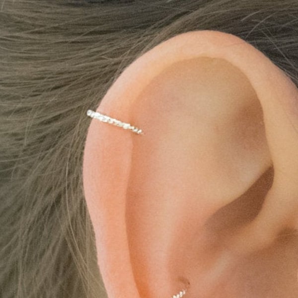 16g Helix Earring Cartilage Piercing - 16g Helix Hoop - Silver Diamond Cut Helix Hoop Earring - 16 gauge Helix Jewelry