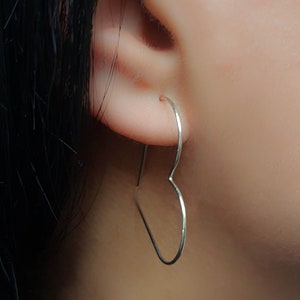 Heart Hoop Earrings, Gold Silver Hoop Earrings, Large Endless Heart Hoop earrings, Simple Hoop Earrings, Classic Thin Hoop Earring, Love